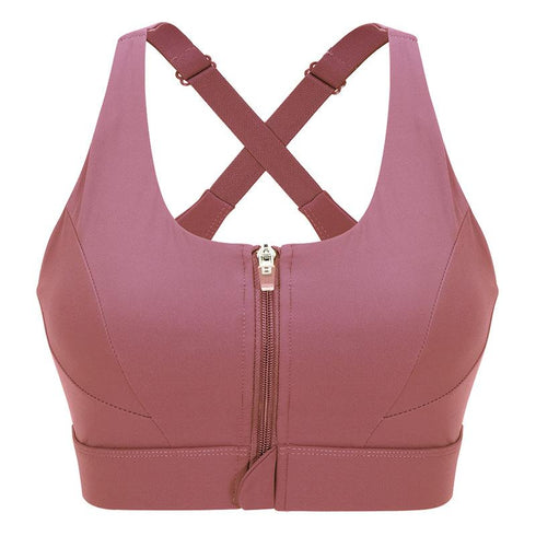 Zipper Sports Bra Running Shockproof Fitness Underwear  Women's Beautiful Back Breathable Bra